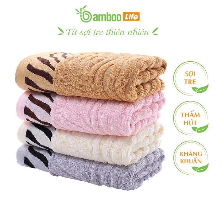 Khăn tắm sợi tre Bamboo Life BL045 họa tiết Hổ vằn lau người, đội đầu, kháng khuẩn, siêu thấm hút, an toàn cho da