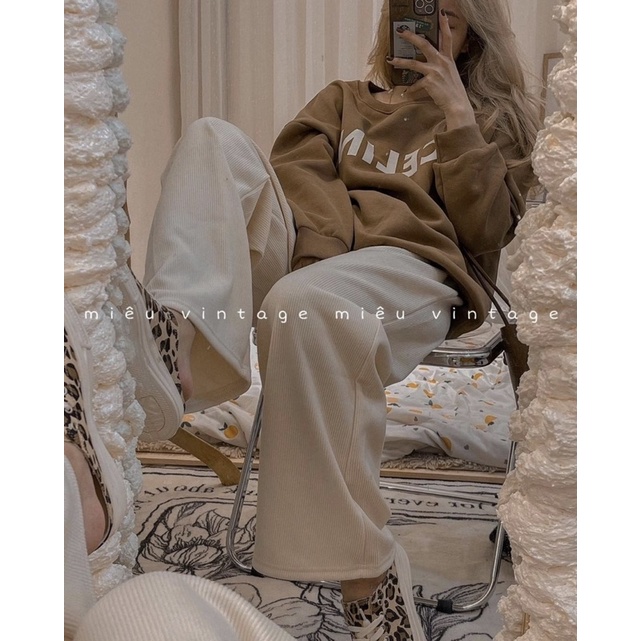 [HÀNG SẴN]ÁO NỈ SWEATER “CE LINE” form rộng lót lông siêu xịn