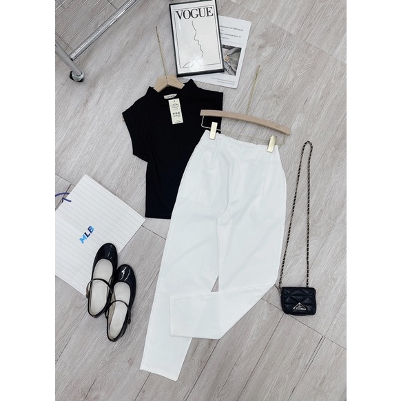 ✔ 𝗙𝗥𝗘𝗘 𝗦𝗛𝗜𝗣 SÉT ÁO THUN GÂN SÁT NÁCH CỔ 3 PHÂN MIX QUẦN BAGGY SIÊU ĐEPH TÔN DÁNG LẮM Ạ