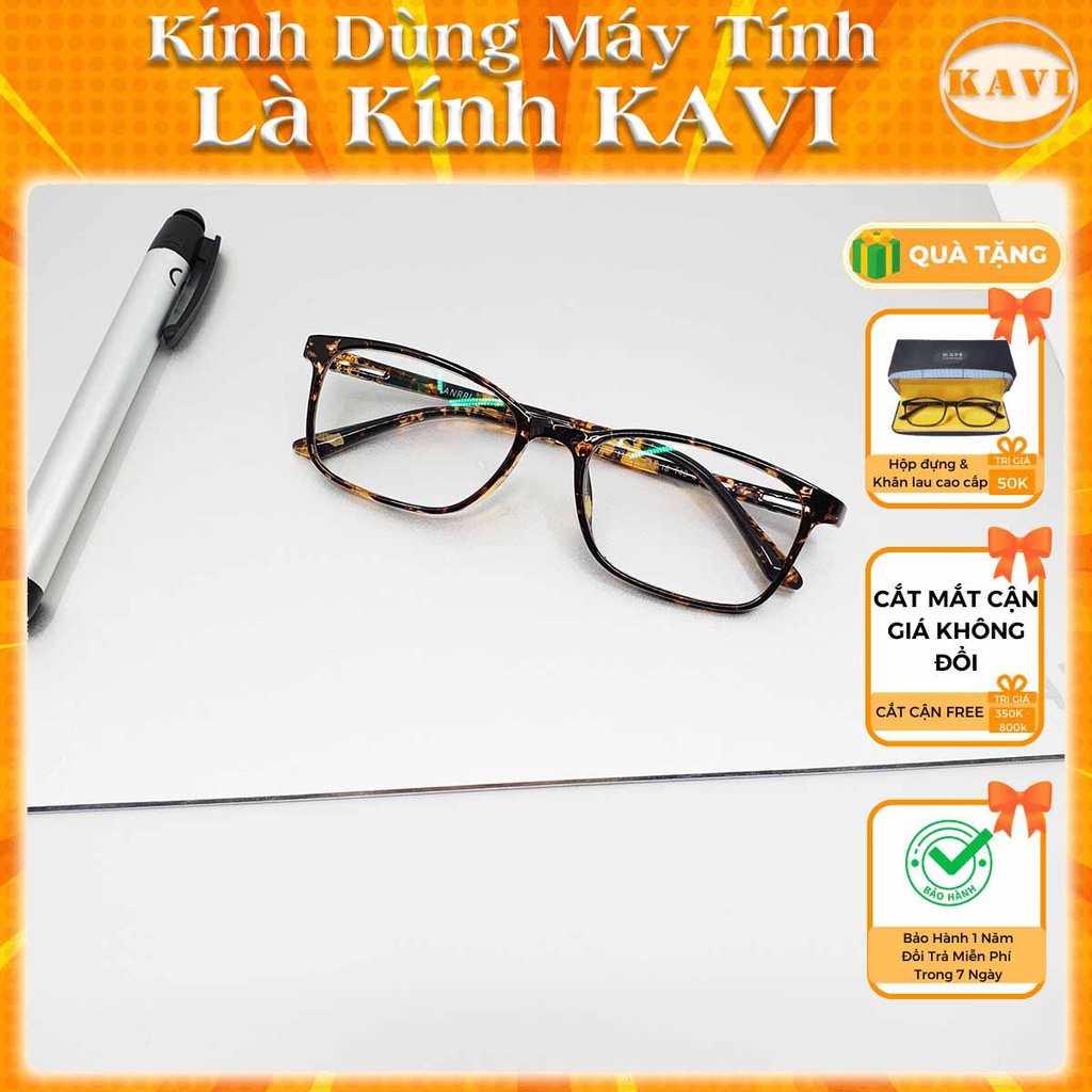Kính không độ bảo vệ mắt, cản ánh sáng xanh Kavi KV032 màu hổ phách. Cắt mắt cận giá không đổi