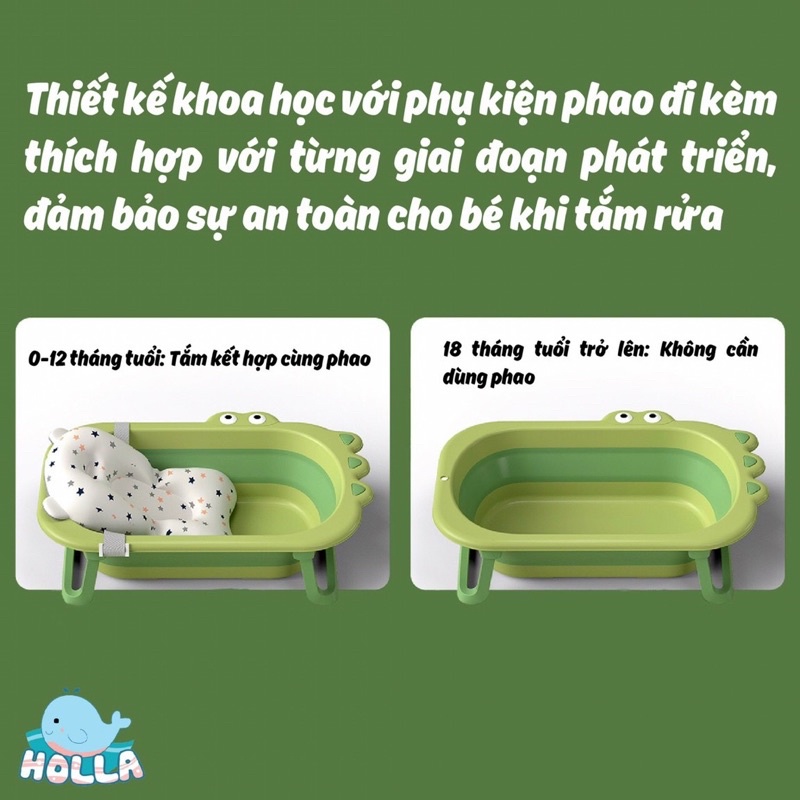 Chậu Tắm Cá Sấu Gấp Gọn Kèm Phao Holla HL 03139