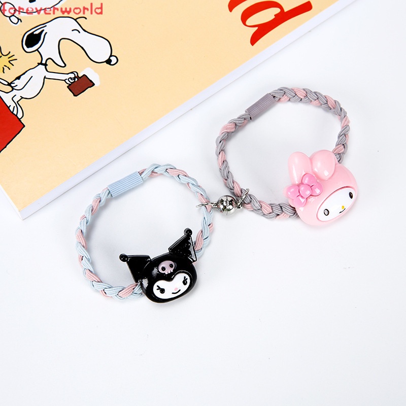 Set 2 Vòng Tay Dây Bện Mặt Hình Hoạt Hình Dễ Thương Cho Cặp Đôi
