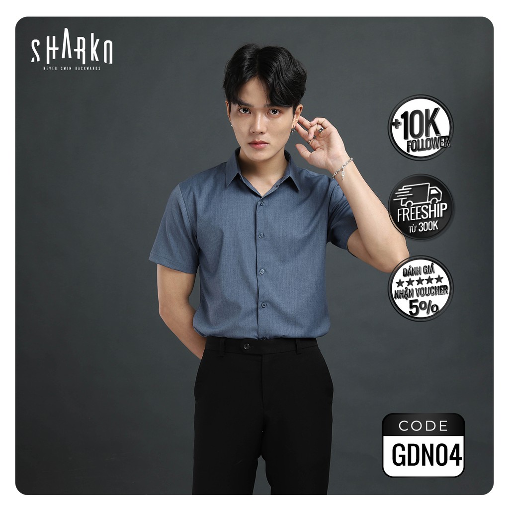 Áo sơ mi nam body xanh– vải kate polin cao cấp chống nhăn, thoáng mát – form slim fit – GDN04