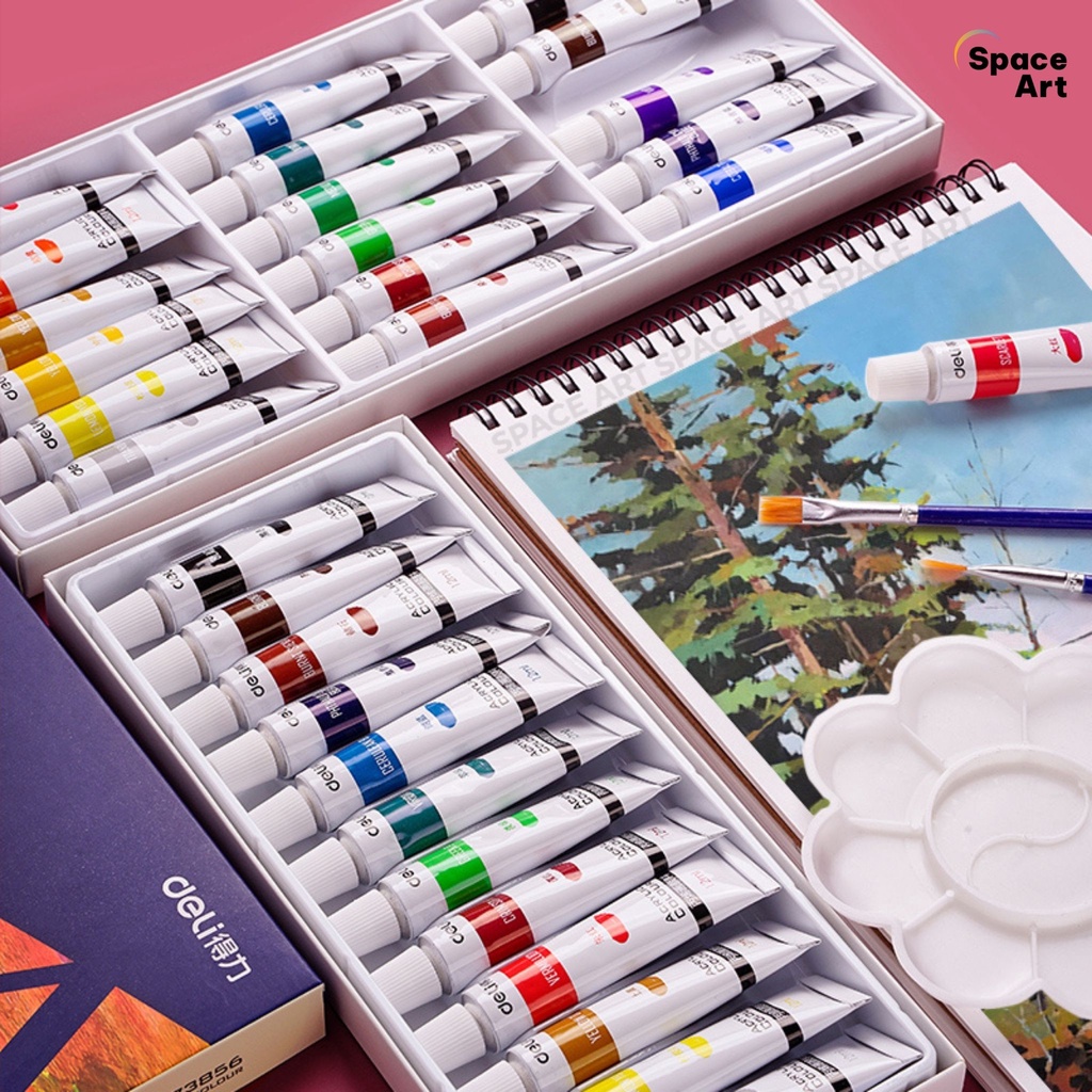 Màu Vẽ Acrylic Dạng Tuýp 12ml Chuyên Nghiệp DELI vẽ vải vẽ giày