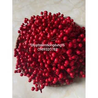 Chùm cherry xốp sơn đỏ 11 quả trang trí oản tài lộc..
