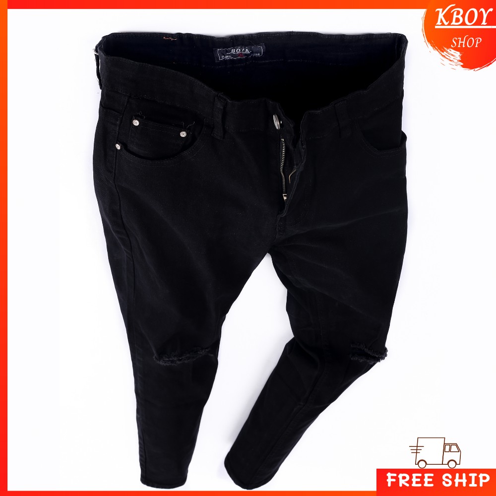 Quần jeans nam [𝐅𝐑𝐄𝐄 𝐒𝐇𝐈𝐏] Quần jean rách gối ống ôm - Quần trơn vải mềm mịn cao cấp hợp dáng - 8913 | BigBuy360 - bigbuy360.vn