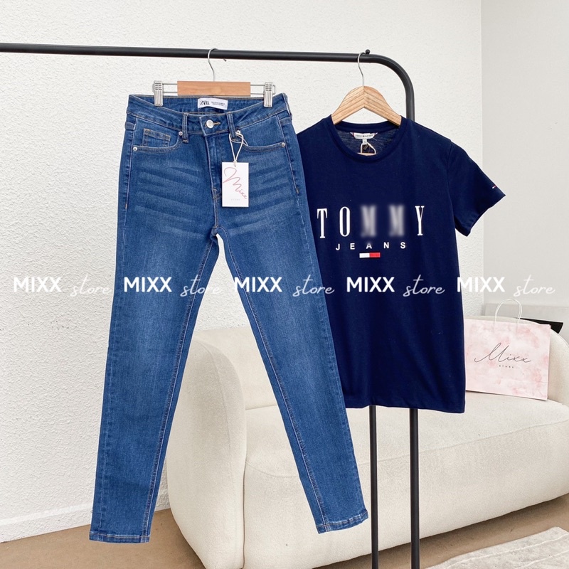 Quần Jean Nữ Skinny Za-ra lưng cao chất co giãn thoải mái phom 9 tấc tôn dáng
