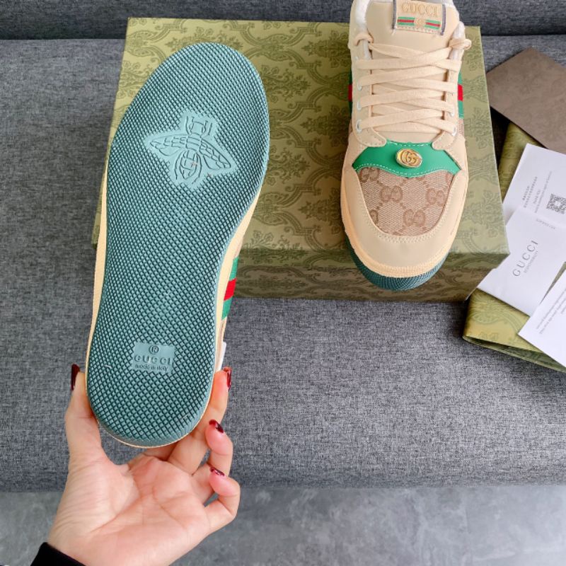 Giày Thể Thao Nữ Xanh Hồng Sneaker Ong Da Mềm Êm Fullbox Bill Túi Cao Cấp