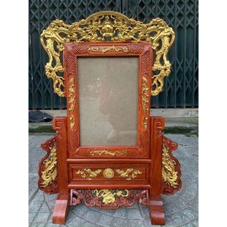 Khung ảnh thờ tứ linh gỗ hương kích thước 20x30