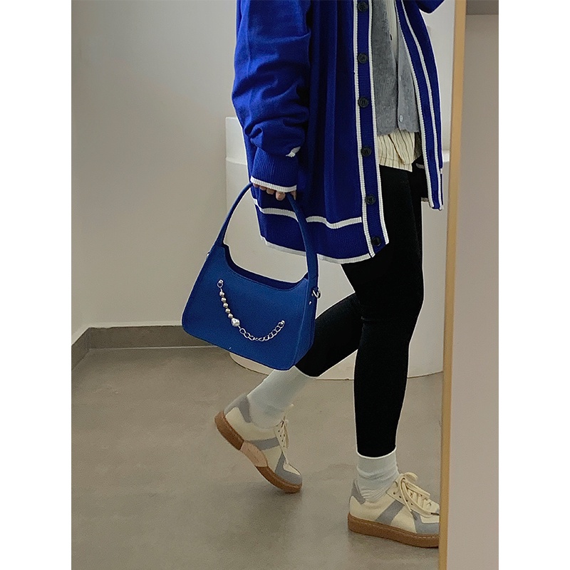 IELGY Túi Đeo Vai Đính Hạt Màu Xanh Dương Thời Trang Cho Nữ