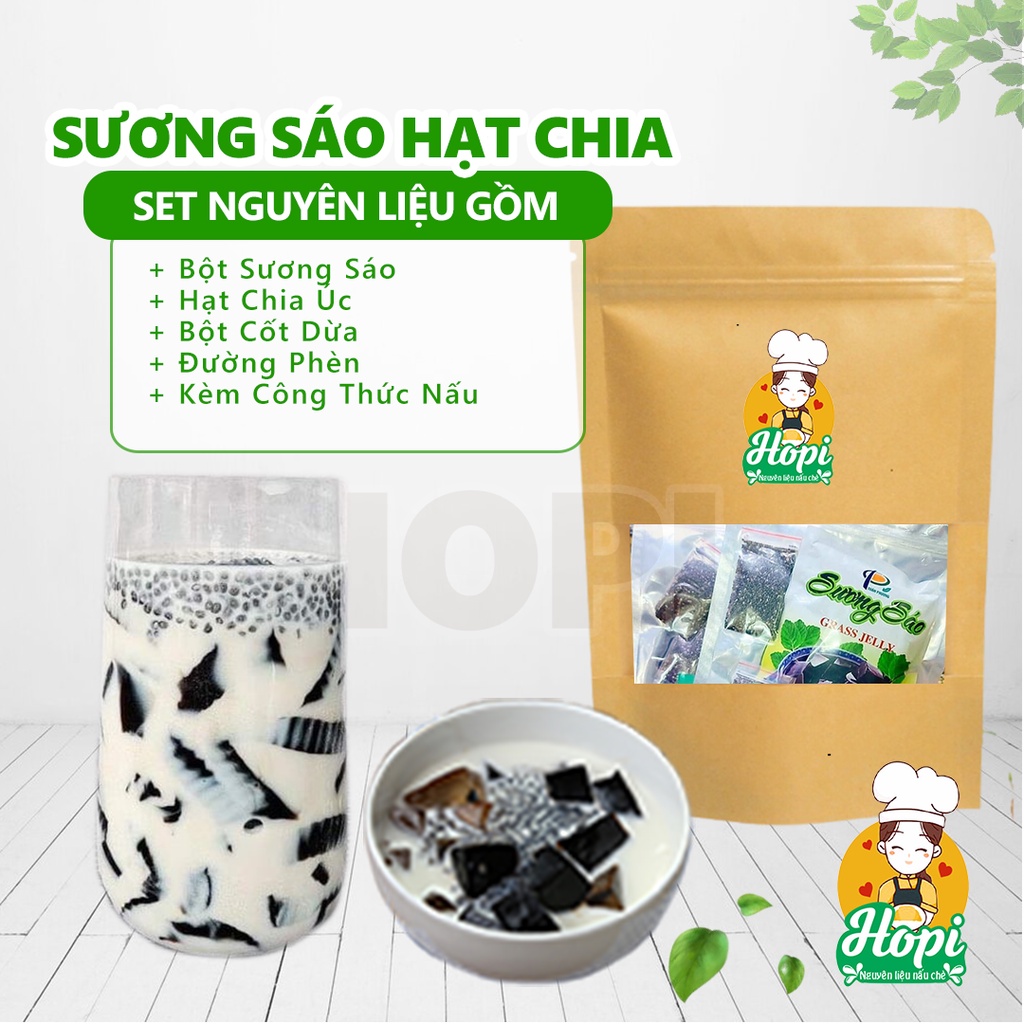 Set Sương Sáo Hạt Chia Thảo Mộc Nấu 25-30 Chén Quán Ưa Thích Hay Dùng - Hopi