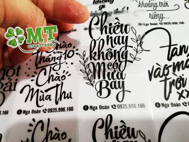 Tem chữ dán ly in theo yêu cầu