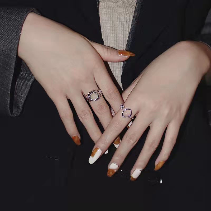 Nhẫn hợp kim đính đá Opal thời trang sang trọng cho nữ