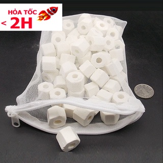 Túi lưới - Túi đựng vật liệu lọc FMART dùng trong hệ thống lọc bể cá, hồ cá koi, máy lọc bể cá ( Cỡ trung - Trắng)