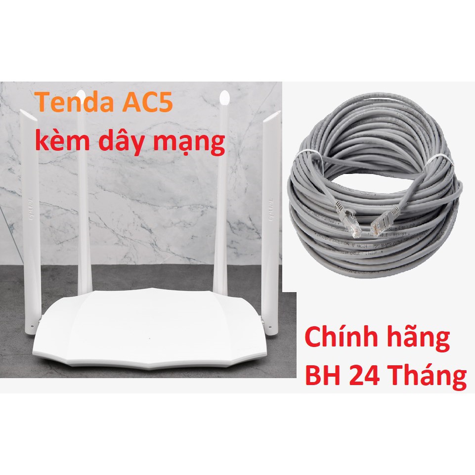 Modem WIFI TENDA  AC5 kèm Dây Mạng - 4 Anten - Bản tiếng Anh - Bảo hành 24 Tháng
