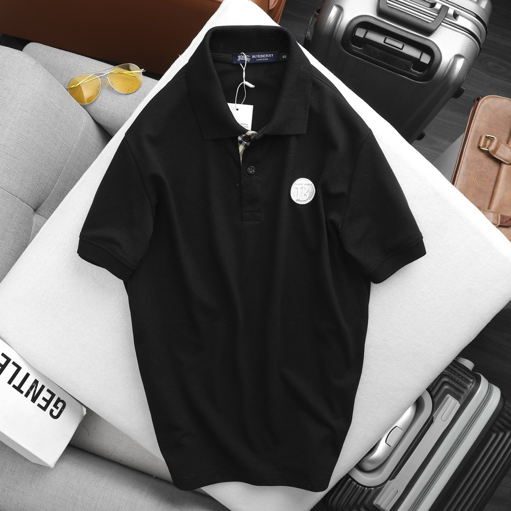 Áo polo nam Burberry phối cổ chất liệu Cotton 100% dày đẹp, áo nam polo form slim chuẩn hàng xuất, áo cộc nam 2021 | BigBuy360 - bigbuy360.vn