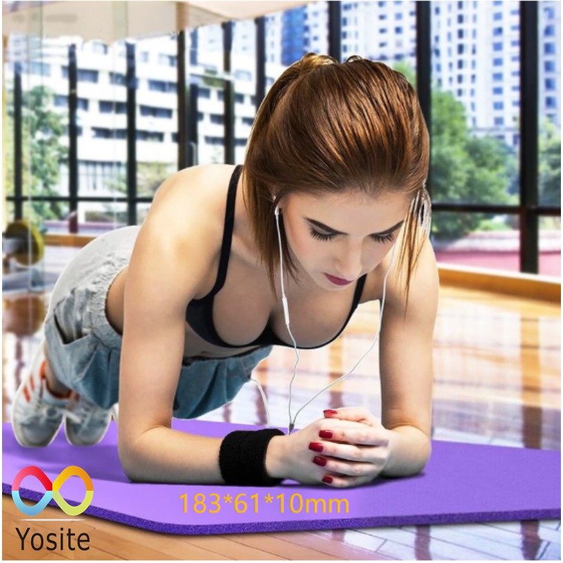 [Freeship] Thảm Tập Yoga Thảm Tập Yoga TPE Dày 10mm Chống Trơn Chống Nước Kèm Túi Đựng