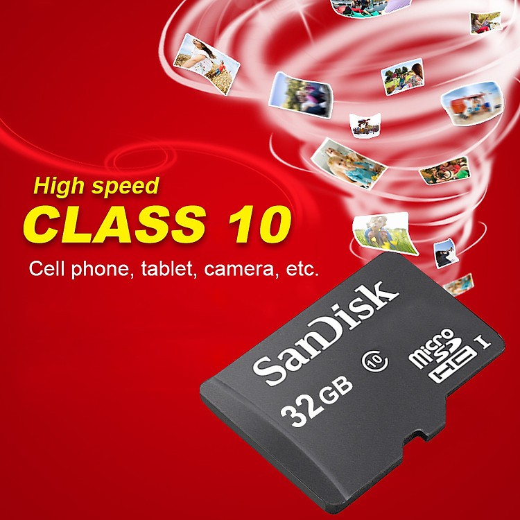 Thẻ nhớ MicroSDHC SanDisk 8GB / 16GB / 32GB C10 U1 80MB/s - Không Box (Đen)