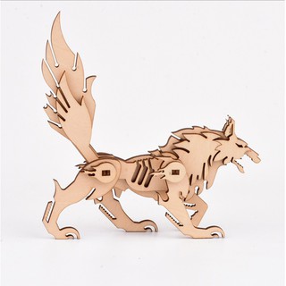Đồ Chơi Xếp Hình Con Sói 3D Bằng Gỗ Cho Bé 3 Tuổi Trở Lên