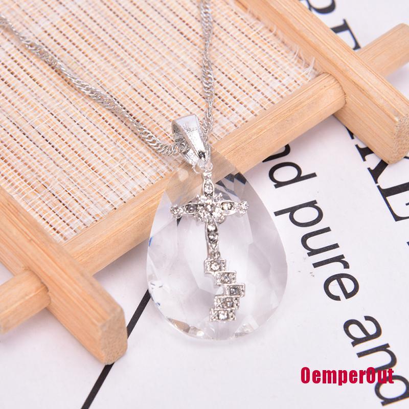 Dây Chuyền Mặt Thánh Giá Đính Đá Sapphire Trắng