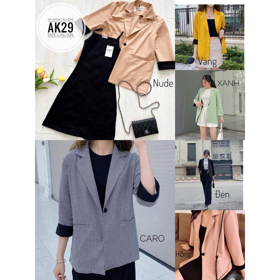 ẢNH THẬT (60-90KG) MINSTORE BIGSIZE Áo khoác blazer AK29 Màu sắc: đen - xanh - nude - hồng - vàng - caro