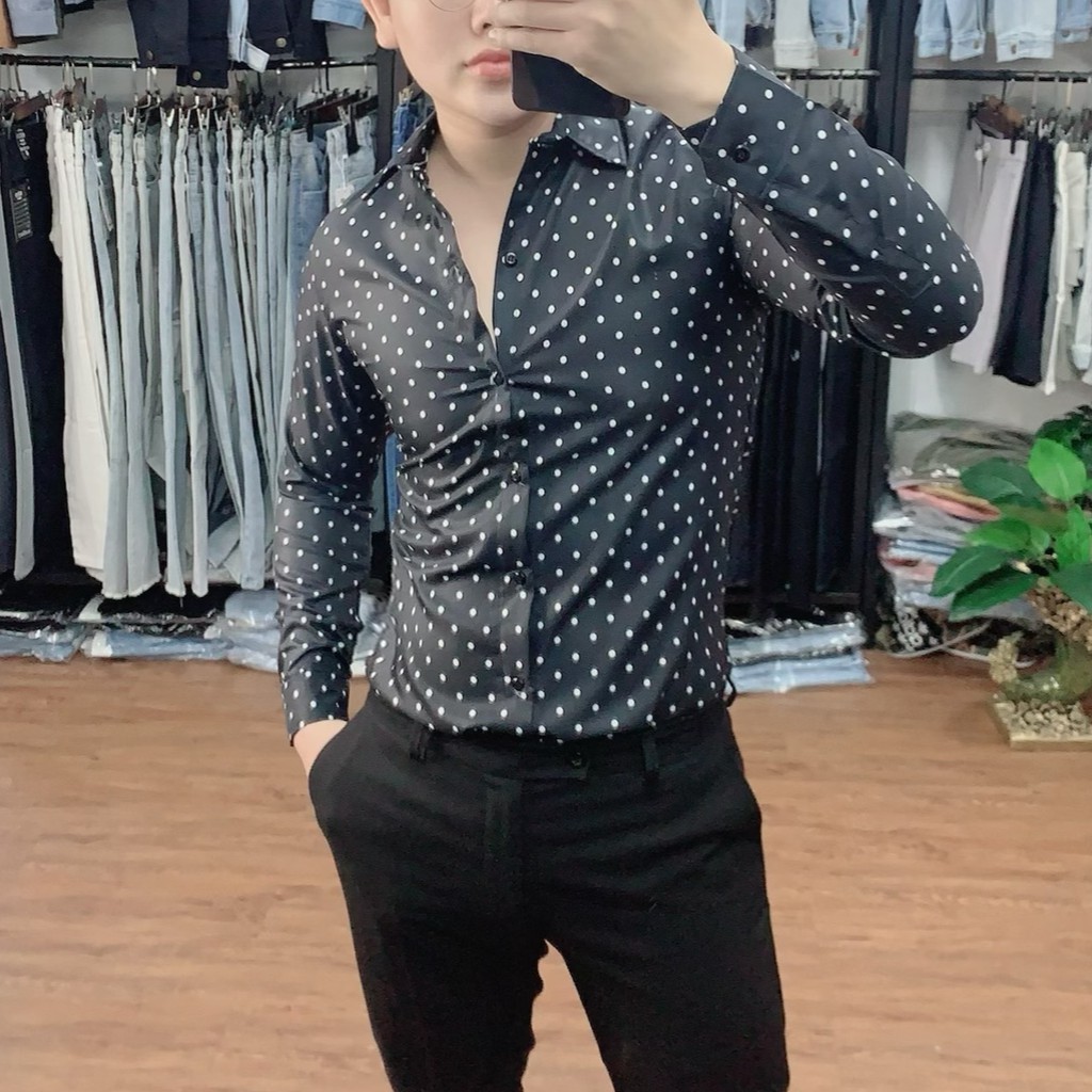 áo sơ mi nam nữ hoạ tiết căp đoi tay dài vải lụa 3d in họa tiết trắng vải lụa 3d form body | BigBuy360 - bigbuy360.vn