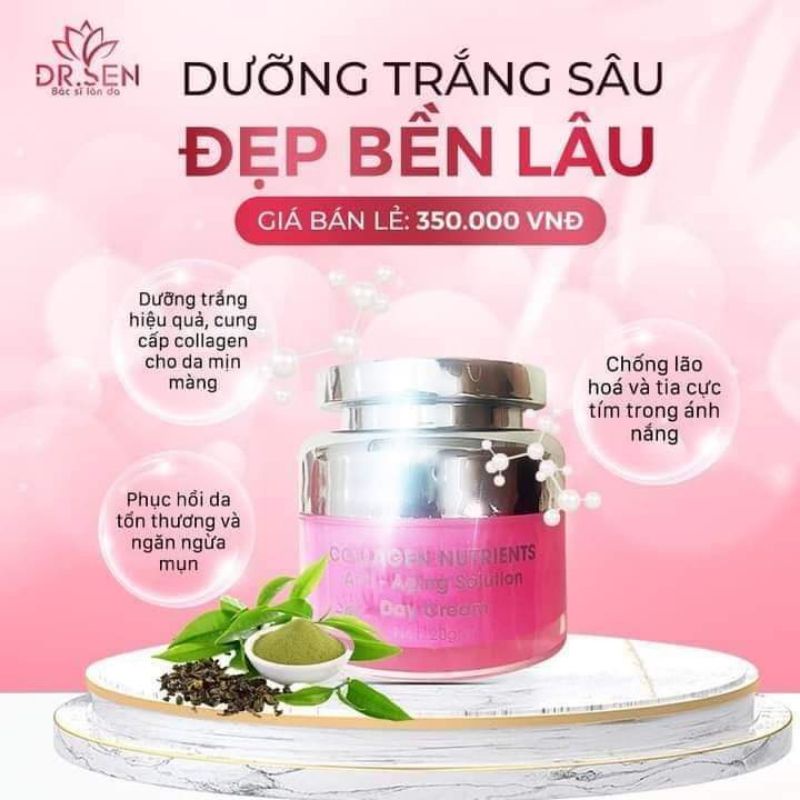 Combo Kem Ngày Và Đêm Dr.sen Sen Spa  - Kem Face Collagen Dưỡng Trắng Chống Nắng Cho Da Sen Spa