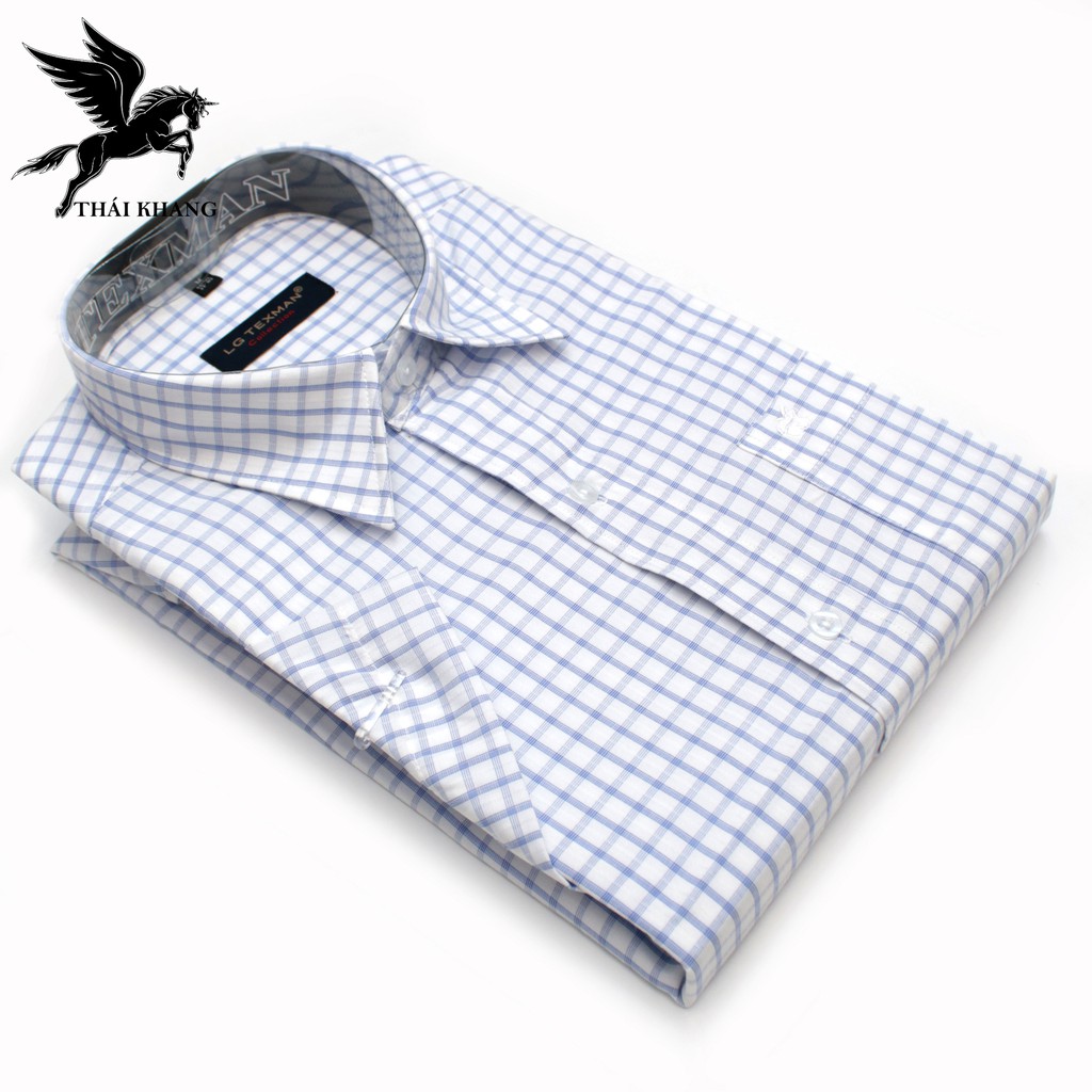 áo sơ mi nam ngắn tay sọc caro CAO CẤP form regular loại sơ mi công sở vải cotton đẹp #8