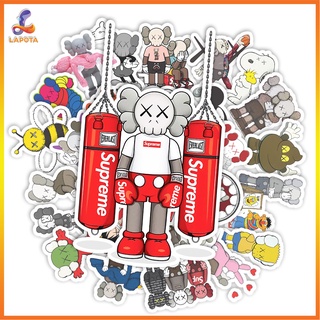 Set 50 cái Sticker Kaws dán mũ bảo hiểm, hình dán người len Kaws chống nước, decal hình Kaws trang trí
