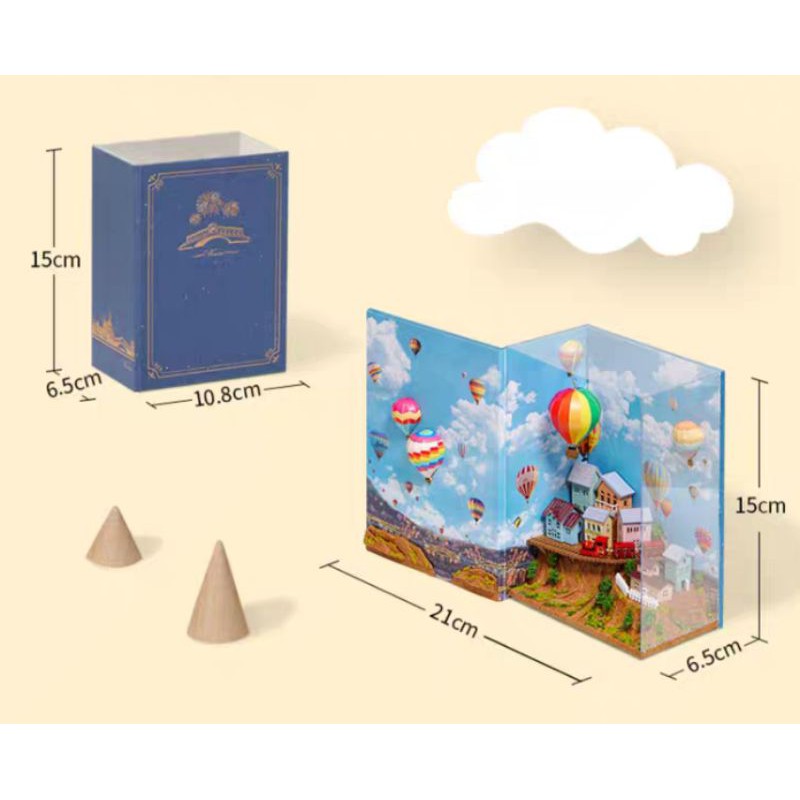 Mô hình nhà gỗ búp bê Dollhouse DIY - N001 N002 Mini Book Series