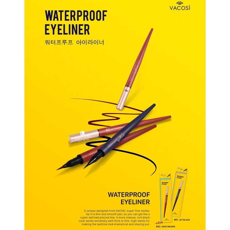 Bút Dạ Vacosi Waterproof Eyeliner - Mắt Nước Vacosi