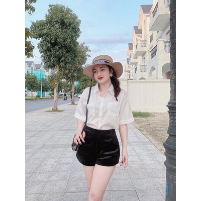 Áo sơ mi 2 túi đũi cộc tay rơi