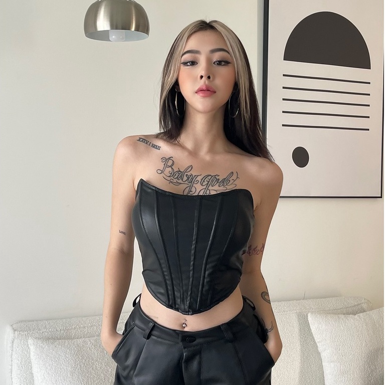 leather corset - áo ống da lucie