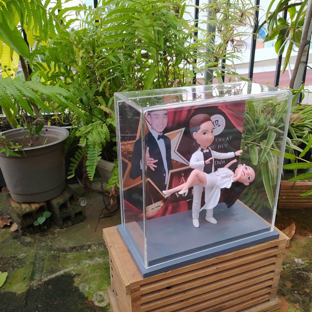 Tượng cặp đôi chibi tình yêu đất sét nhật quà cưới handmade theo yêu cầu