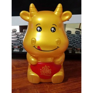 Két đựng tiền mini thông minh cho bé hình trâu vàng Ống heo tiết kiệm kim ngưu mẫu mới 2021