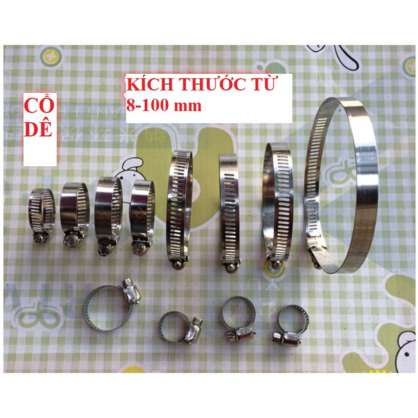 Đai xiết inox (Cổ dê/ đai xiết ống) từ 8-100mm