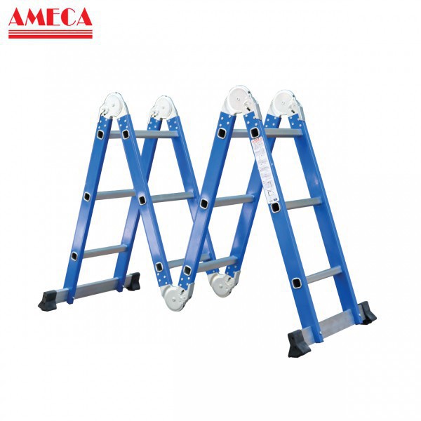 Thang nhôm gấp đa năng 4 đoạn Ameca AMC-M203 Mẫu Mới chữ A cao 1,7m