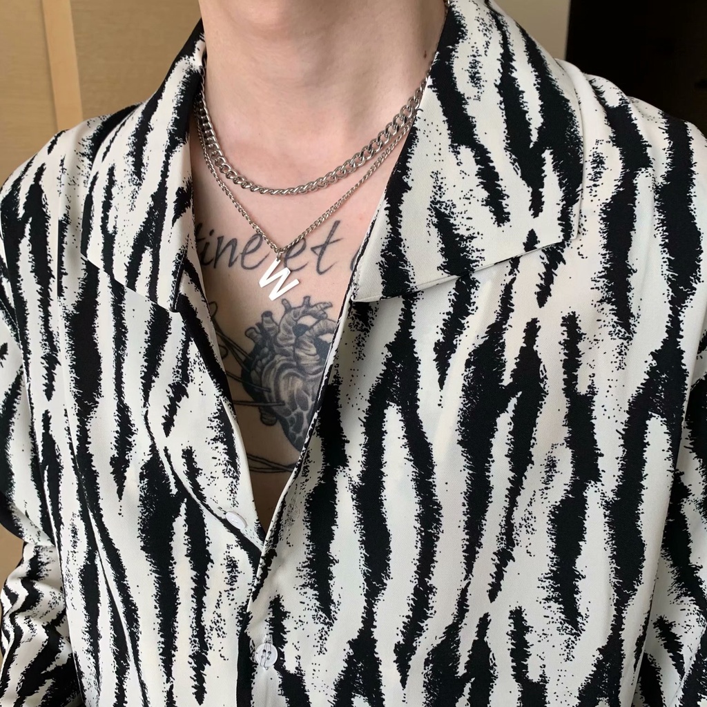 Áo sơ mi tay dài dáng rộng In họa tiết ngựa vằn thời trang Hàn Quốc áo sơ mi nam big size dài tay cá tính cho nam áo phong rộng nam áo nam big size sơ mi trắng nam bigsize