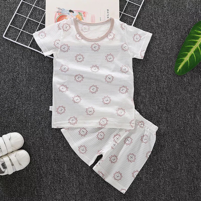 Bộ đồ cotton sợi tre xuất Hàn nhiều màu cho bé B02