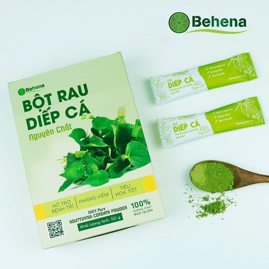 Bột diếp cá nguyên chất Behena hộp 50g bột rau củ sấy lạnh giúp thanh nhiệt, đẹp da.