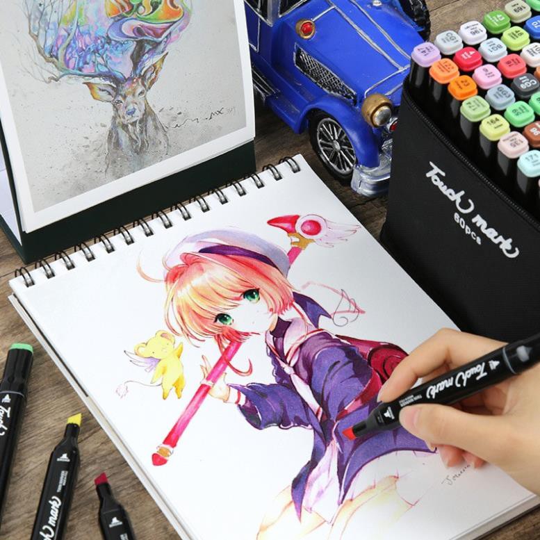 Bút vẽ, bút màu Marker Touch Mark Cool Túi Vải Bộ 30/60/80 màu ngọt ngào vẽ anime,chân dung,phong cảnh