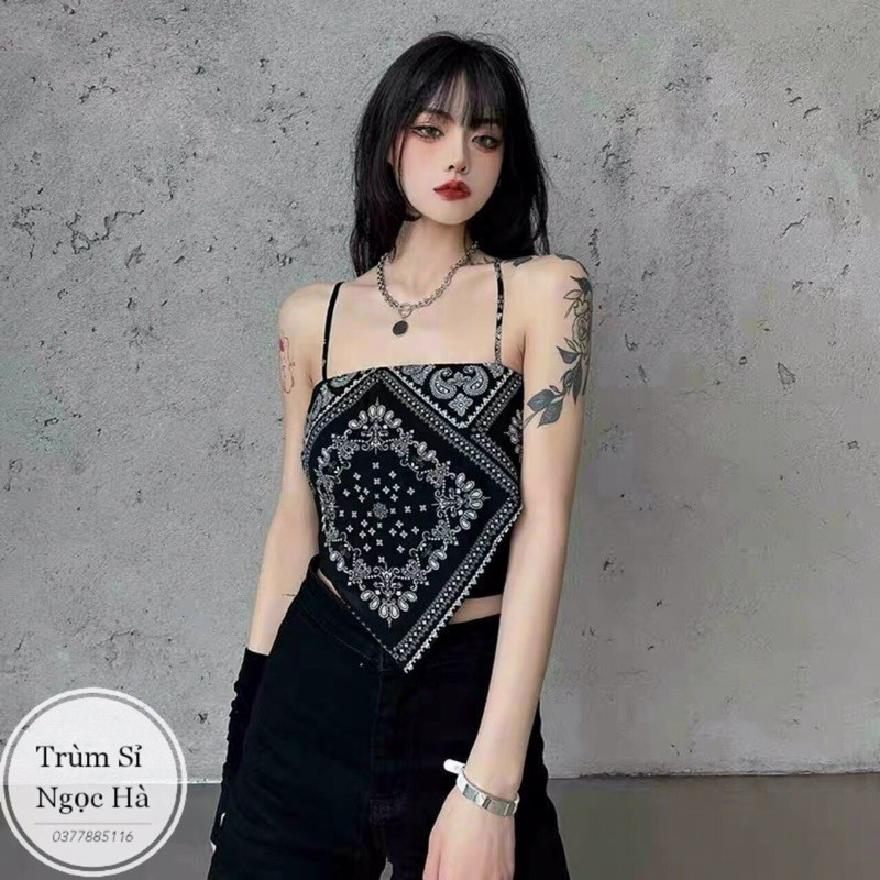 Áo 2 Dây Bozip Thổ Cẩm PEONYB Nữ. Ảnh thật cận chất hothit 2021