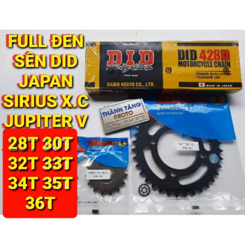 NHÔNG SÊN DĨA SIRIUS XĂNG CƠ/JUPITER V SÊN DID ĐEN JAPAN DĨA ĐỘ 28T 30T 32T 33T 34T 35T 36T NHÔNG 14T 15T 16T