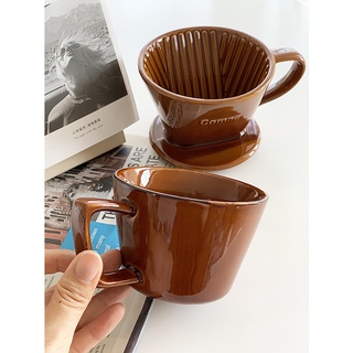 Set ly sứ và phễu lọc cà phê gốm sứ
