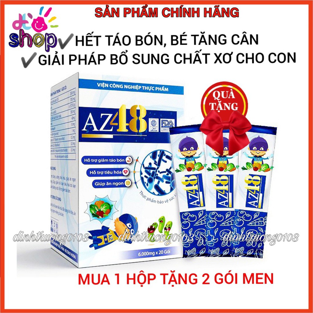 MEN AZ48 - Men az48 hỗ trợ tiêu hóa - giúp bé hết táo bón-hết biếng ăn-bé ăn ngon tặng 2 gói men