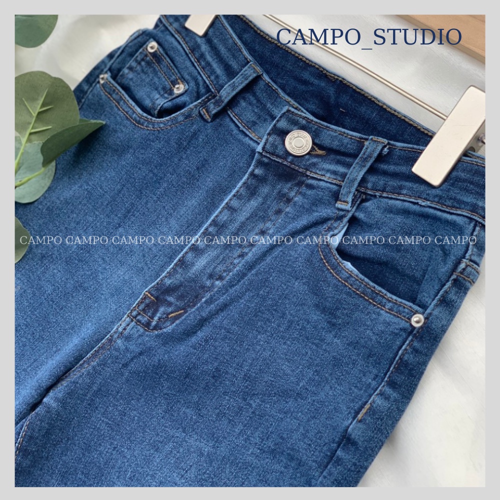 Quần jeans ống loe xanh CAMPO quần bò nữ siêu hack dáng