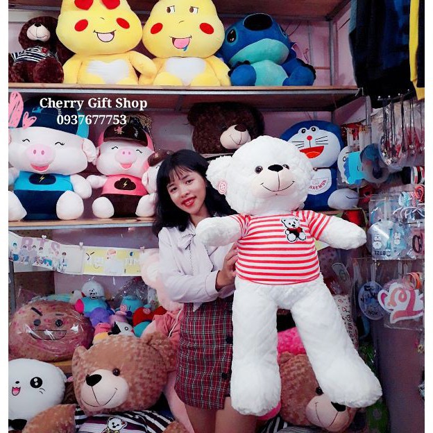 Gấu Bông Teddy Trắng Cao Cấp 90cm Ảnh Shop Chụp -Quà lưu niệm 24h