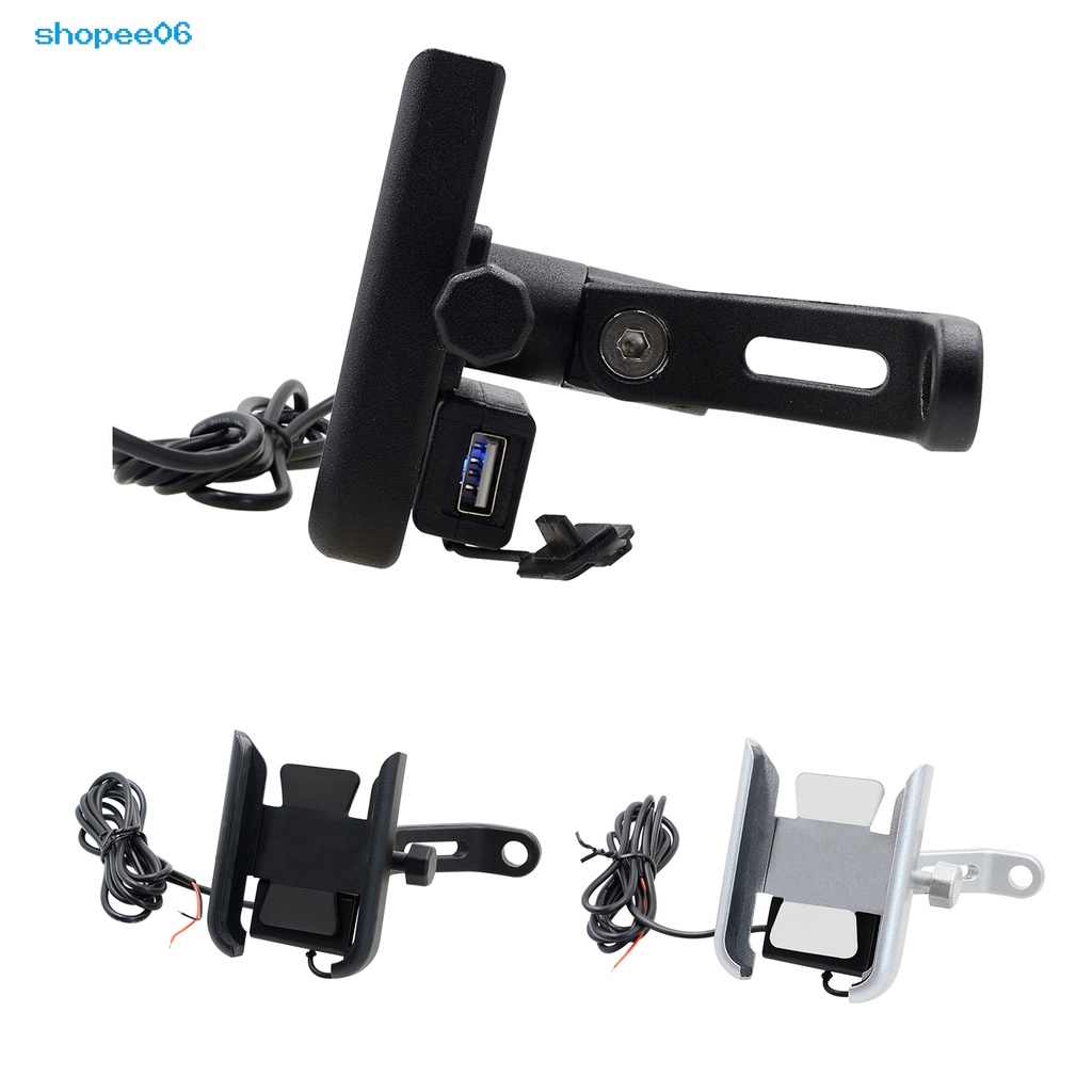 Giá đỡ điện thoại xoay 360 độ kèm sạc USB tiện dụng cho xe máy/ xe đạp