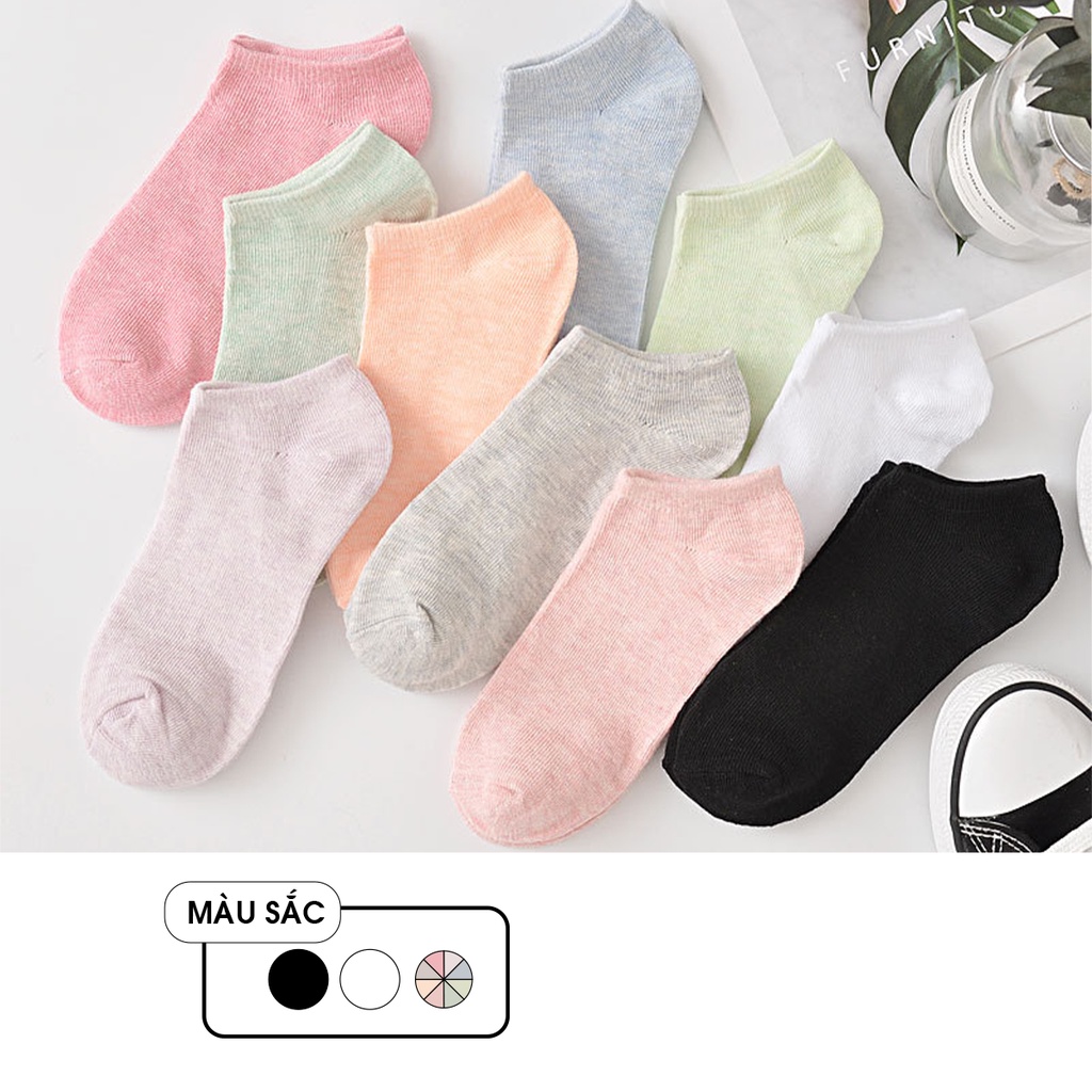 Tất Cổ Ngắn, Vớ Cổ Ngắn Basic Nam Nữ Trơn Nhiều Màu Vải Cotton Co Giãn, Thoáng Khí Chống Hôi Chân - Iclassy_shoes