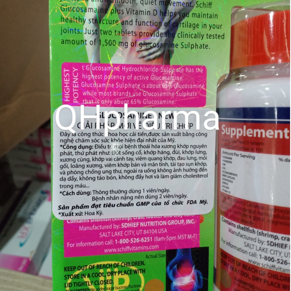 GLUCOSAMIN SHIFF NẮP ĐỎ ( LỌ 100 VIÊN )